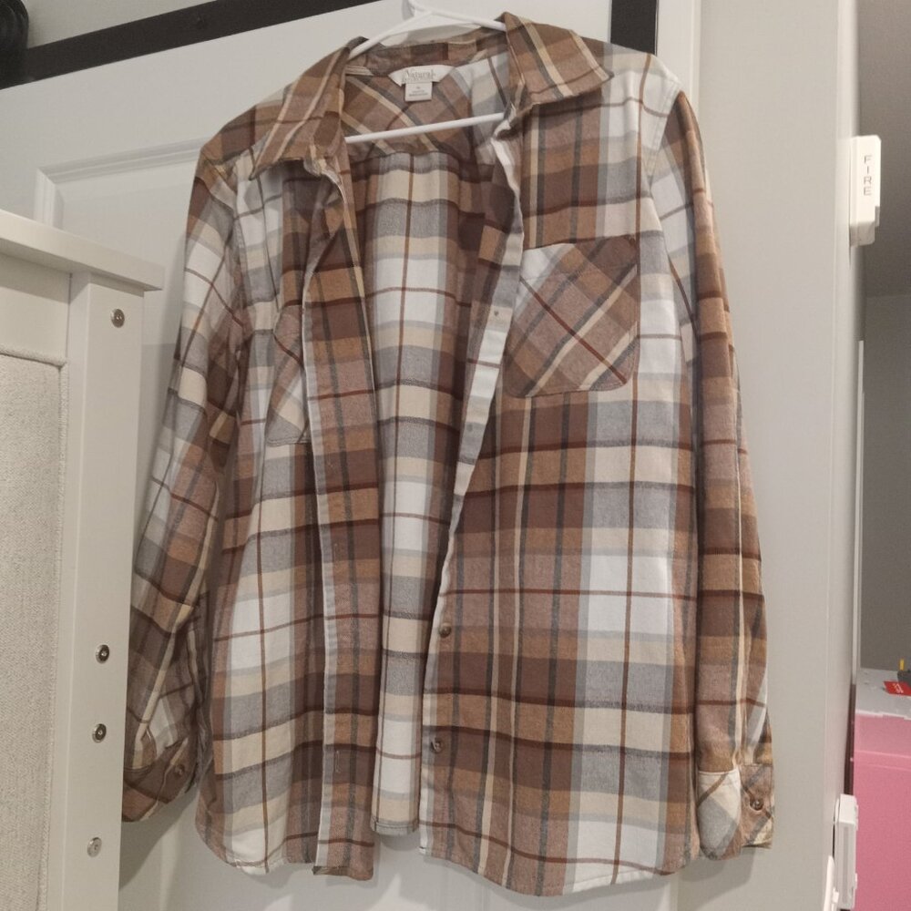 NEW GREAT BROWN PLAID TOP NATURAL REFLECTIONS CABELA'S